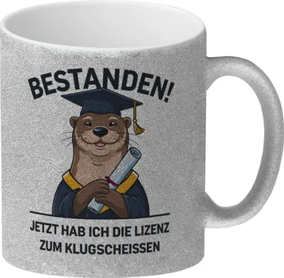 Produktbild von Lizenz zum Klugscheißen Otter Glitzer-Kaffeebecher