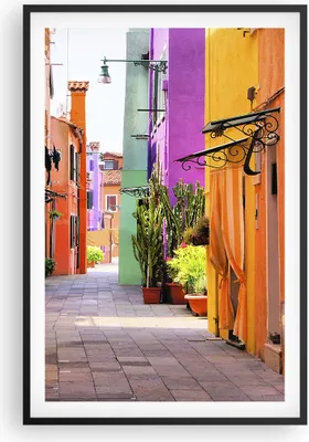 Produktbild von Gerahmtes Poster - Schwarzer Rahmen - Sommer Straße Haus - 61x91,5 cm - Wand Bild - Wanddeko - Wandbilder - Kunstposter - Wandposter - Bilderrahmen - Bilder - Kunstdruck - Wandbild - P2BPA61x91-3583