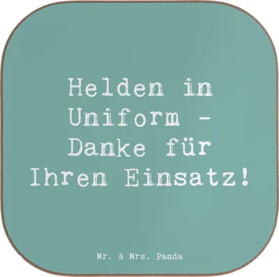 Produktbild von Mr. & Mrs. Panda Getränkeuntersetzer Spruch Polizist Held - Meeresbrise - Geschenk, Aufmerksamkeit, Untersetzer für Gläser, Dankeschön, gläseruntersetzer, Mut, Coaster