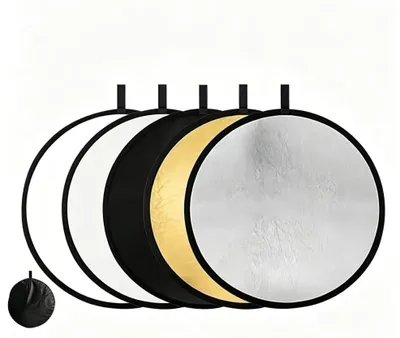 Produktbild von Lichtreflektor Diffusor Fotoreflektor - 5-in-1 - 30 cm - Gold, Silber, Weiß und Schwarz - Faltbar