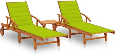Produktbild von Maison Exclusive - Sonnenliegen 2 Stk. mit Tisch und Auflagen Massivholz Akazie