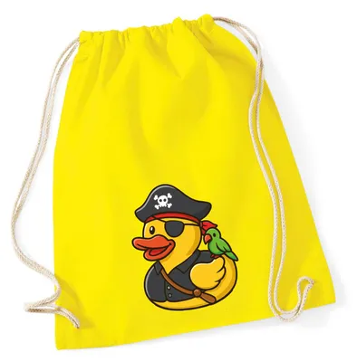 Produktbild von Huuraa Turnbeutel Quietscheente Pirat Gummiente Freibeuter 12 Liter Yellow Baumwolle Rucksack Geschenkidee
