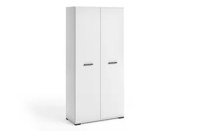 Produktbild von Kleiderschrank FINO mit 2 Türen, Kleiderschrank mit Kleiderstange und Einlegeböden, Schlafzimmerschrank mit Stauraum, Moderner Garderobenschrank, Weiß