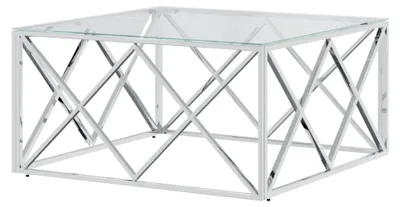 Produktbild von Couchtisch aus Edelstahl und Glas, 80 x 80 x 40 cm