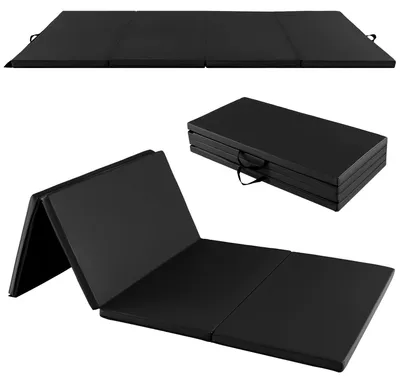 Produktbild von KOMFOTTEU Gymnastikmatte klappbar, rutschfeste & reißfeste Weichbodenmatte mit Kunstleder-Bezug & 2 Tragegurten, Fitnessmatte aus 4 Teilmatten für Yoga, Pilates & Workout, 240 x 120 x 5 cm