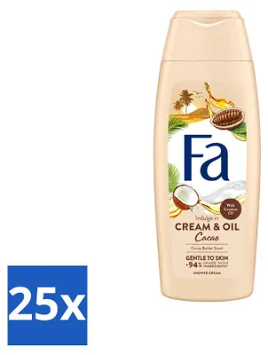 Produktbild von 25 x Fa Cream & Oil Cacao Douchecreme mit Kakaobutter und Kokosöl 250 ml - Vorteilspackung - 25 Stücke