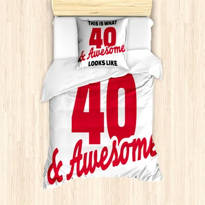 Produktbild von ABAKUHAUS 40. Geburtstag Mantele, 40 Theme weiche Farben, Milbensicher Allergiker geeignet mit Kissenbezügen, 135 cm x 200 cm - 80 x 80 cm, Rosa-Schwarz-Weiß