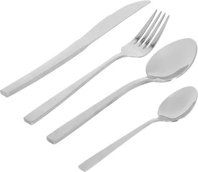 Imagen del producto de Juego de cubiertos de 24 piezas, de acero inoxidable, para 6 personas, color plateado, para la mesa de comedor