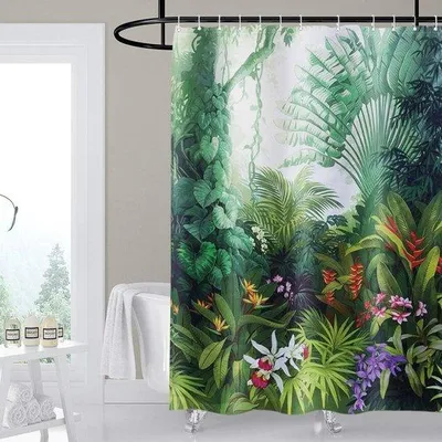 Produktbild von Famanu Duschvorhang anti-schimmel - Regenwald, 180 x 180 cm