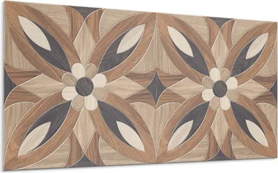 A close-up, angled view of a wall panel with a repeating geometric wood-grain pattern.