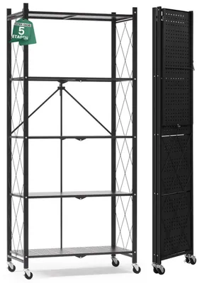 Obrázok produktu pre Kovový regál s 5 policami, rozmer 180 x 80 x 35 cm, čierna farba
