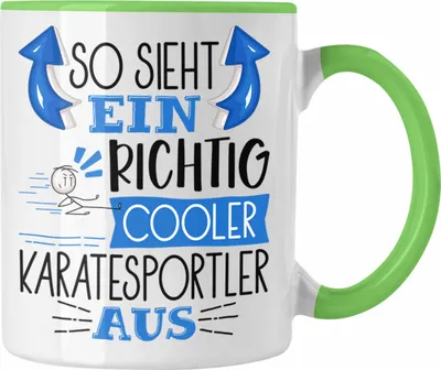 Produktbild von Trendation - Karatesportler Tasse Geschenk So Sieht Ein Richtig Cooler Karatesportler Aus Geschenkidee Spruch Lustig Becher (Grün)