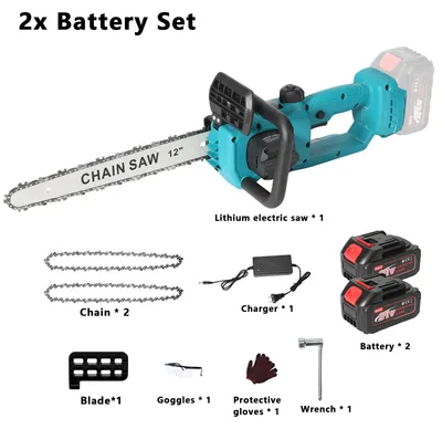 Obrázok produktu pre Akumulátorová reťazová píla - Elektrická píla na konáre - 30 cm pílový reťaz - Bezuhlíkový motor - 2200 W - Nabíjateľná - 2 batérie