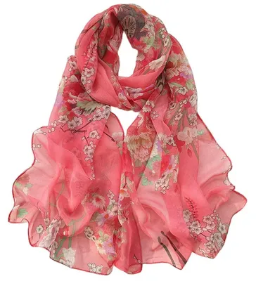 Immagine prodotto di Sciarpa da donna, foulard, scialle, stola in georgette, motivo floreale, dimensioni 160 x 50 cm