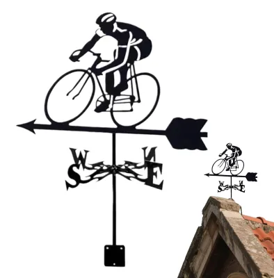 Imagen del producto de Veleta de metal con diseño de bicicleta: decoración para jardín y cobertizo