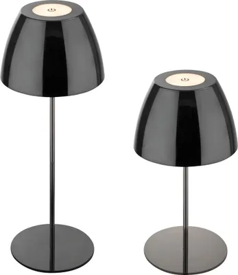 Image de Briloner Serina Lampe de table LED sans fil IP44, à intensité variable, tactile, protection contre les projections d'eau, sans fil, couleur chrome, Ø13,5 x 36 cm