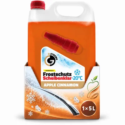 Zdjęcie produktu dla G XTREME Płyn do ochrony przed zamarzaniem szyb samochodowych, smak jabłko i cynamon, 5L, gotowy do użycia, ochrona do -20°C, Obraz wygenerowany przez AI