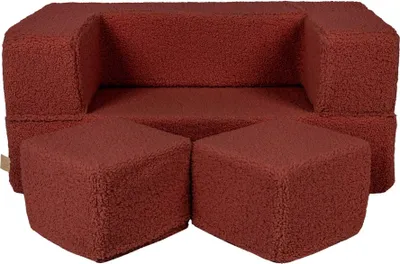 Image de Canapé pour chambre d'enfant - Canapé de jeu pour enfant, Canapé enfant, Cube, Bearly , Marron