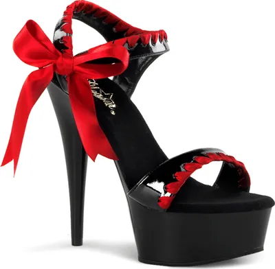Produktbild von DELIGHT-615 Damen Sandale von Pleaser, Schwarz-Rot EU 44, US 14