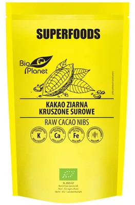 KAKAO ZIARNA KRUSZONE SUROWE BIO 250 g - BIO PLANET SUPERFOODS