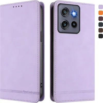 Image de Etui pour Motorola Edge 50 Neo, étui rétro en cuirPolyuréthaneavec support et fentes pour cartes Violet