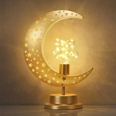 Productafbeelding van Mondsichel Lamp voor Ramadan Decoratie (Gouden LED)