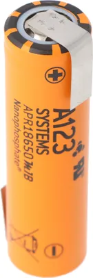 Zdjęcie produktu dla Bateria Lithium Werks APR18650M1B 1100mAh 3.3V LiFePo4 z przylutowanym znacznikiem w kształcie litery Z 64.95x18.2mm