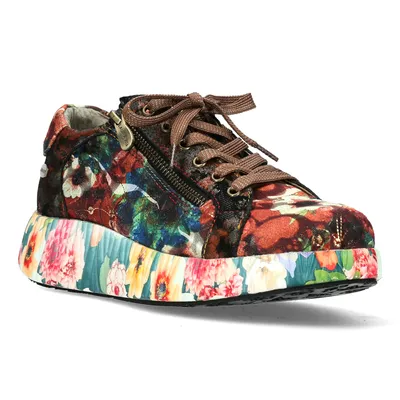 Produktbild von LAURA VITA Sneaker Nikito braun-grün mehrfarbig bunt n Ledertextilmix mit bedruckter Plateausohle, herausnehmbare Lederinnensohle, Weite G, Größe 43