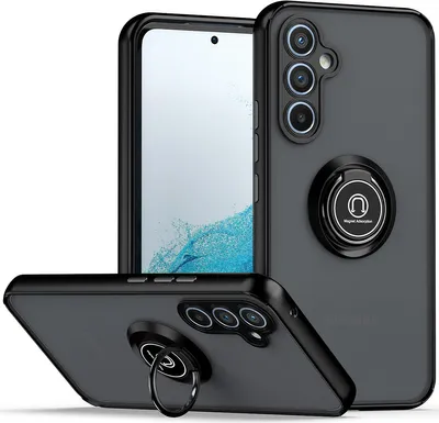 Image de Étui pour Samsung Galaxy A54 5G étui en TPU translucide mat avec porte-anneau et support Noir