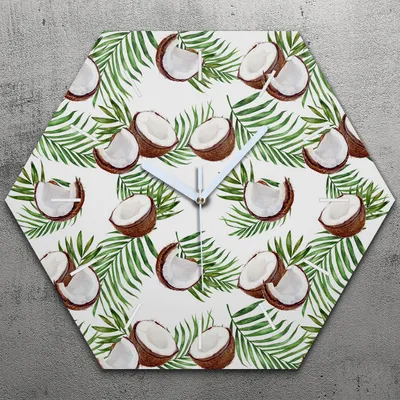 Produktbild von Uhr hexagonal 40 cm Glas Geräuschlos weiße Zeiger - Coconut