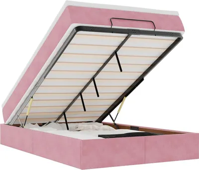 Image de vidaXL Ottoman-lit avec matelas rose 120x200 cm velours