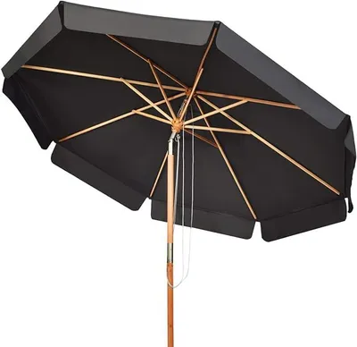 Immagine prodotto di Ombrellone KOMFOTTEU 3M, ombrellone da giardino in legno di faggio inclinabile, ombrellone da terrazza idrorepellente e parasole, ombrellone da spiaggia robusto con 8 stecche