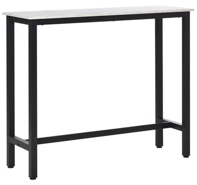 Produktbild von Bartisch, Stehtisch, Kš¹chentisch šC Ma?e: 120 x 40 x 100 cm (L x B x H) šC Stahlgestell und -fu?, Tischplatte in wei?er Marmoroptik