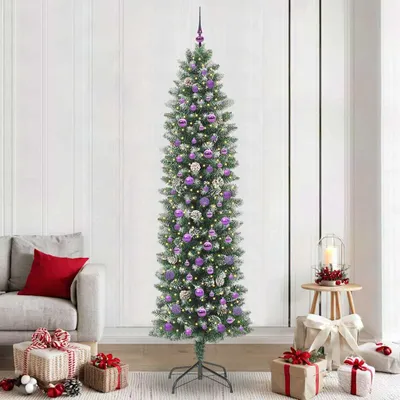 Image de Maison Exclusive - Sapin de Noël artificiel élancé, vert et blanc, 240 cm