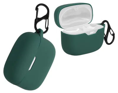 Produktbild von kwmobile Schutzhülle für JBL Tune 230 NC TWS / T230NC / T235NC Hülle - TPU Silikon Case für Kopfhörer Ladecase - stoßfestes Cover mit Karabiner -