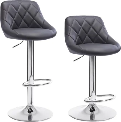 Produktbild von WOLTU 2er Set Barhocker Barstuhl leichte reinige Kunstleder, Gute gepolsterte Sitzfläche, Höhenverstellbar 360° Drehbar, Farbwahl, Grau