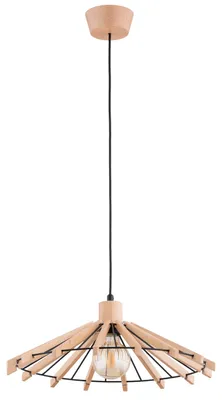 Zdjęcie produktu dla Lampa wisząca NATKA jasne drewno-czarna 1xE27x15W drewno wym:80x44x44cm IP20 Alfa