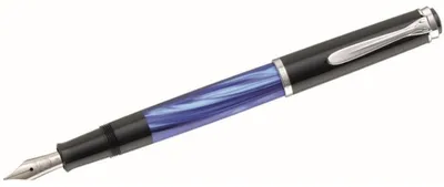 Produktbild von Pelikan M205, Schwarz, Blau, Marmorfarbe, Silber, Integriertes Befüllsystem, Harz, Kursiv nib, Edelstahl, Fettdruck