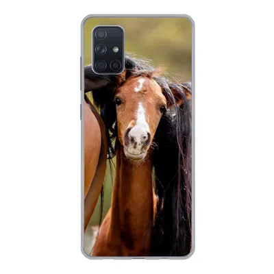 Produktbild von MuchoWow® Handyhülle Schutzhülle Hülle für Samsung Galaxy A71 Pferde - Natur - Braun Silikon Softcase Handy Hülle - Kartenbesitzer