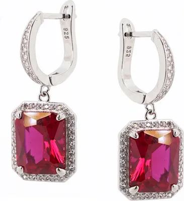 Produktbild von Ohrringe aus 925 Silber mit roten und farblosen Zirkonia, Silberschmuck für Damen