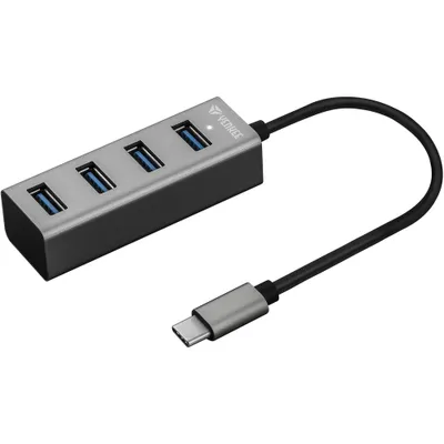 Obrázok produktu pre YENKEE YHB C430 USB-C rozbočovač so 4 portmi USB 3.0 s prenosovou rýchlosťou dát až 5Gbps