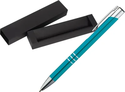 Produktbild von Kugelschreiber aus Metall / mit Pappetui / Farbe: türkis