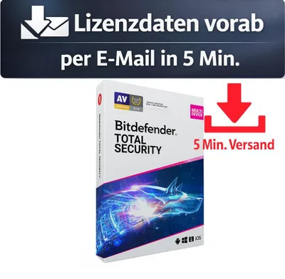Produktbild von Bitdefender Total Security (5 Device - 2 Jahre) EU ESD Antivirus Sicherheit 5 Min. Versand als Download per Mail