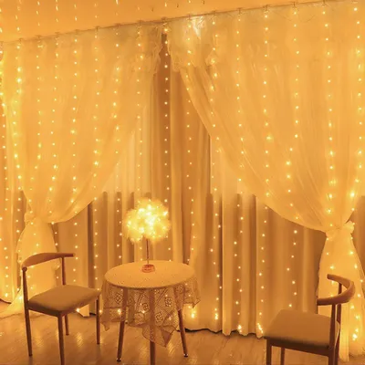 Lichtgordijn 2x2 m, 200 LEDs warmweiß, mit 10 Haken