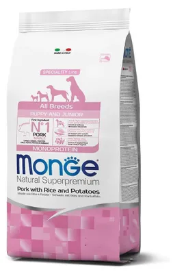 Zdjęcie produktu dla Monge Monoprotein Puppy Wieprzowina z ryżem i ziemniakami 2,5kg