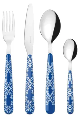 A set of four cutlery pieces arranged vertically against a white background.