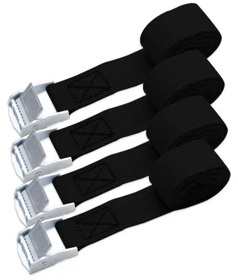 Obrázok produktu pre Sada 4 popruhov s upínacou sponou, čierna, dĺžka 2,5 m, nosnosť 150 kg