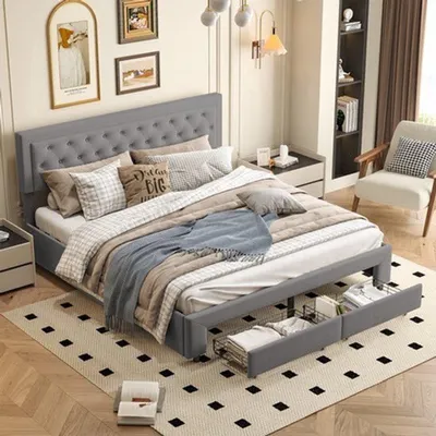 Obrázok produktu pre Manželská posteľ s úložným priestorom - 160 x 200 cm - čalúnená - s hydraulickým systémom - bez matraca