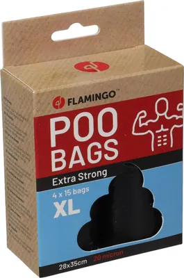 Produktbild von Flamingo Kotbeutel extra stark Blekz XL schwarz - 4 x 15 Stück