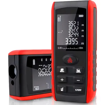 Produktbild von Laser-Entfernungsmesser Messbereich 40M, Laserklasse II ± 1,5 mm Genauigkeit, Pythagoras-Funktion, m/in/ft, IP54 Schutz, Kompakt, LCD, Retoo